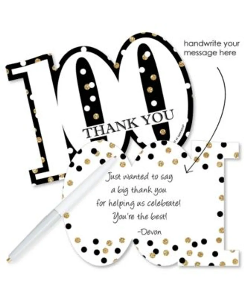 Big Dot Of Happiness Adult 100th Birthday Gold Shaped Thank You Cards And Envelopes 12 Ct 2116