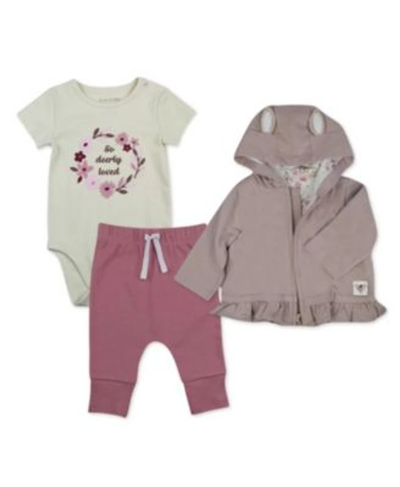 Mac Moon Baby Girls Cotton Bodysuit Jogger and Jacket Set