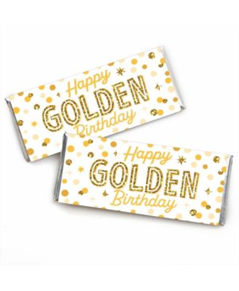 Big Dot of Happiness Golden Birthday Candy Bar Wrapper Happy Birthday