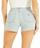 GUESS Women's 1981 Midi Frayed-Hem Denim Shorts | Westland Mall