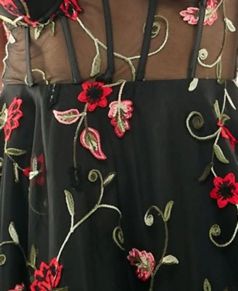 B darlin embroidered cheap fit and flare dress