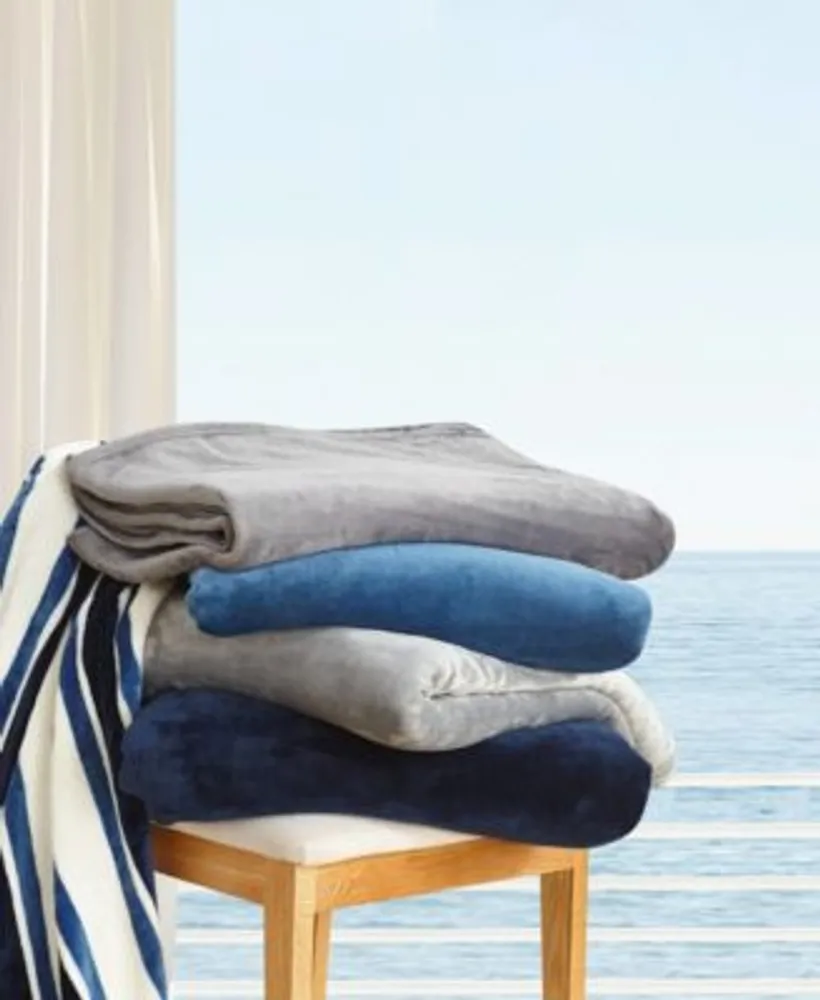 Nautica Closeout Nautica Solid Ultra Soft Plush Blanket Collection