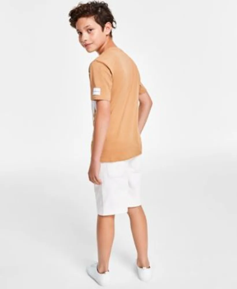 Calvin Klein Big Boys Captured Ck T Shirt Workwear Denim Shorts