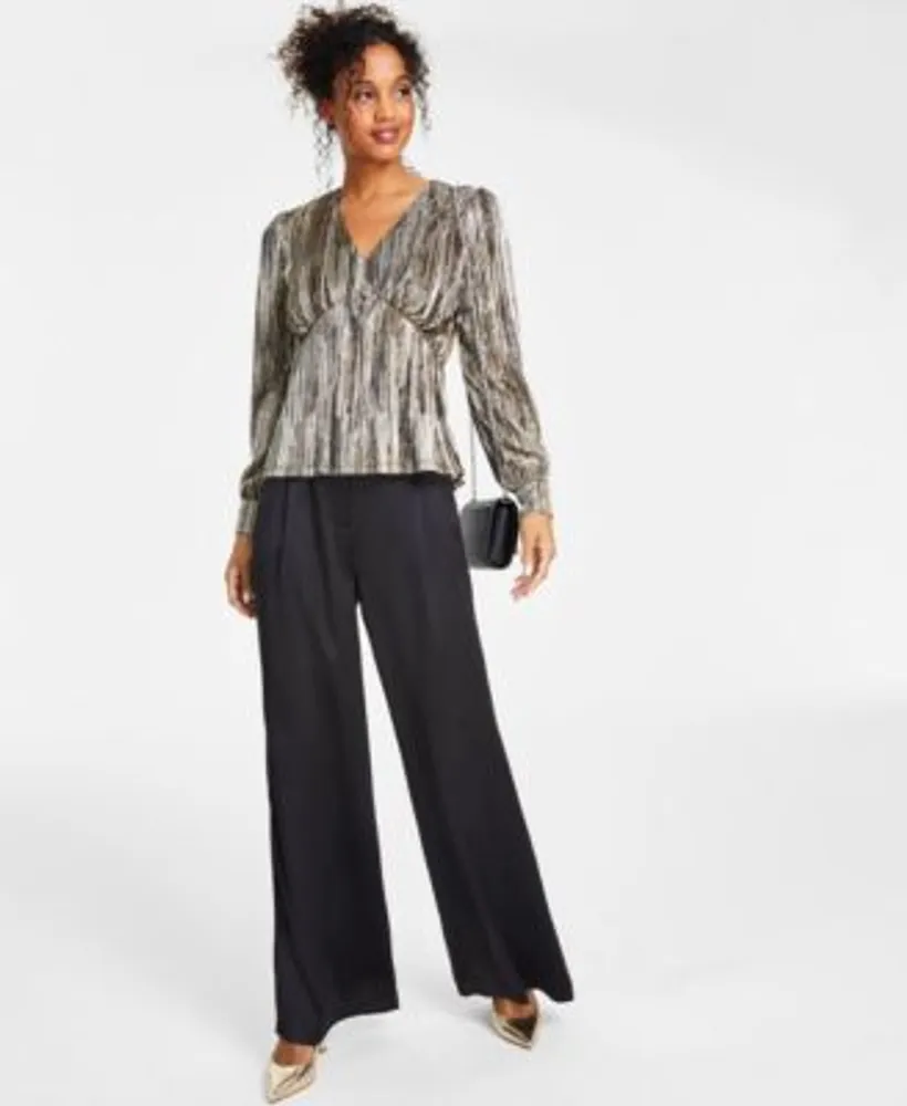 Michael Michael Kors Womens Metallic Top Pull On Satin Pants Purse