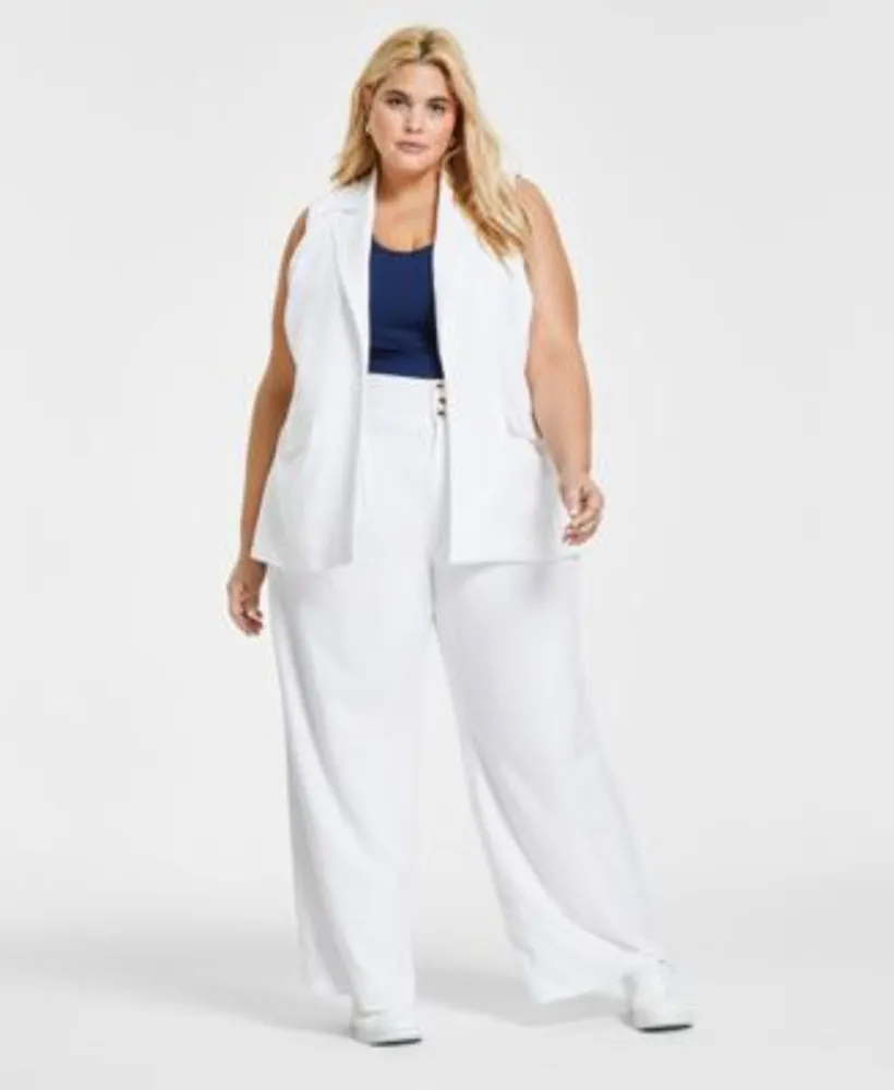 Macys plus size white pants top