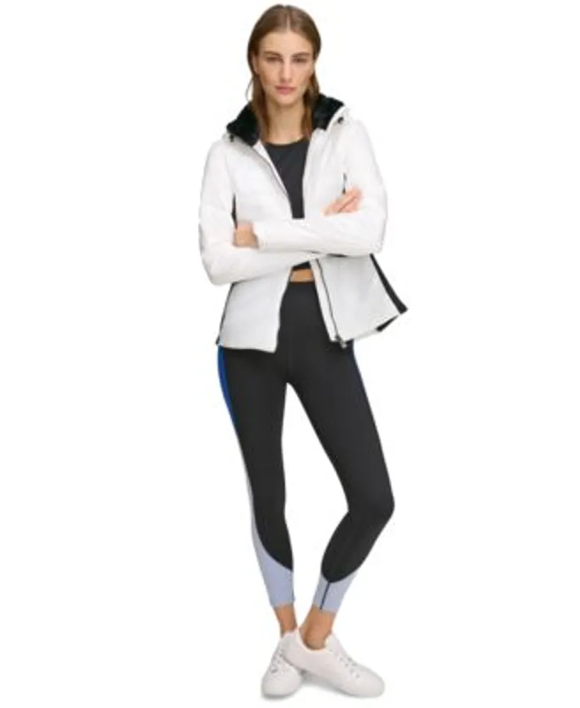 Calvin Klein Womens Puffer Jacket Colorblocked Cropped Top