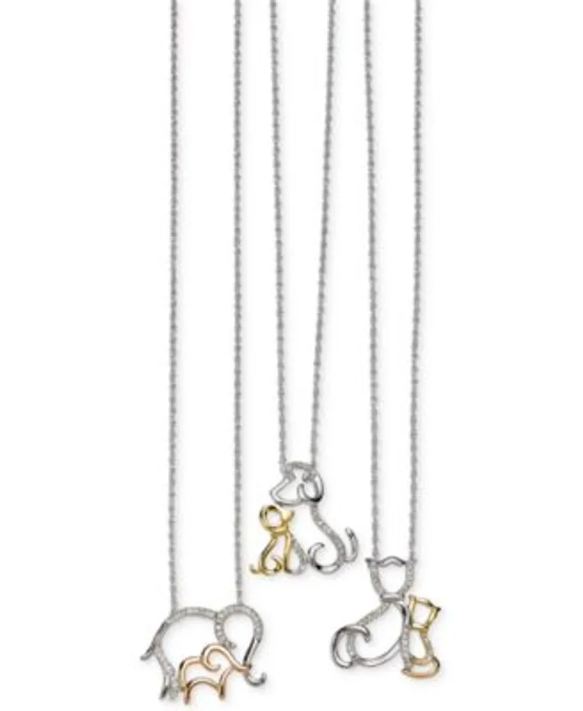Macy s Family Animal Pendant Necklaces In Sterling Silver 14k Gold