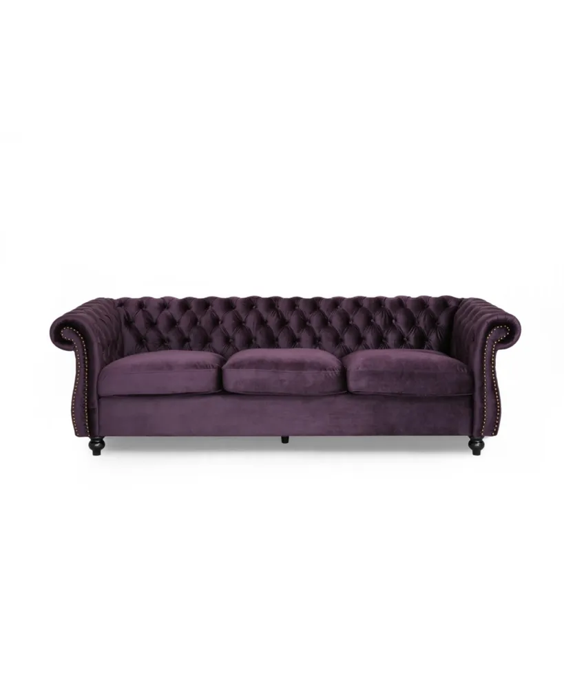 Noble House Somerville Chesterfield Tufted Jewel Toned Sofa with Scroll