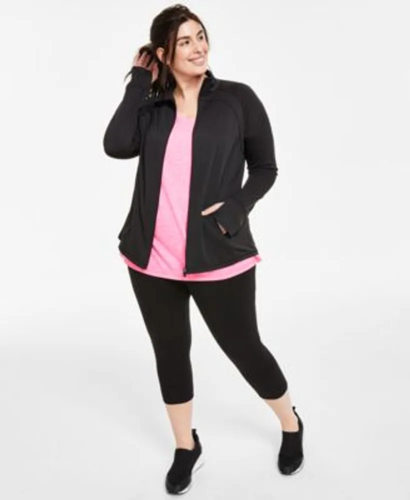 Id Ideology Plus Size Performance Jacket Heathered Tee Capri