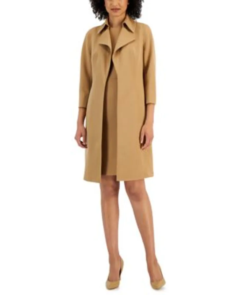Home Anne Klein Womens Open Front Topper Coat Cape Sleeve Sheath