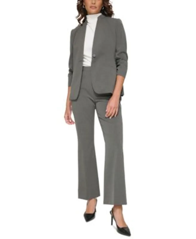 Tailleur Femme élégant 2 Pièces - Pantalon Et Veste Bureau Cérémonie, Coupe Curvy, élastique Taille