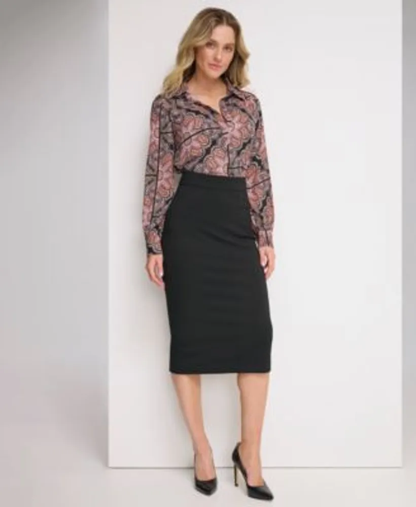 White ponte deals pencil skirt
