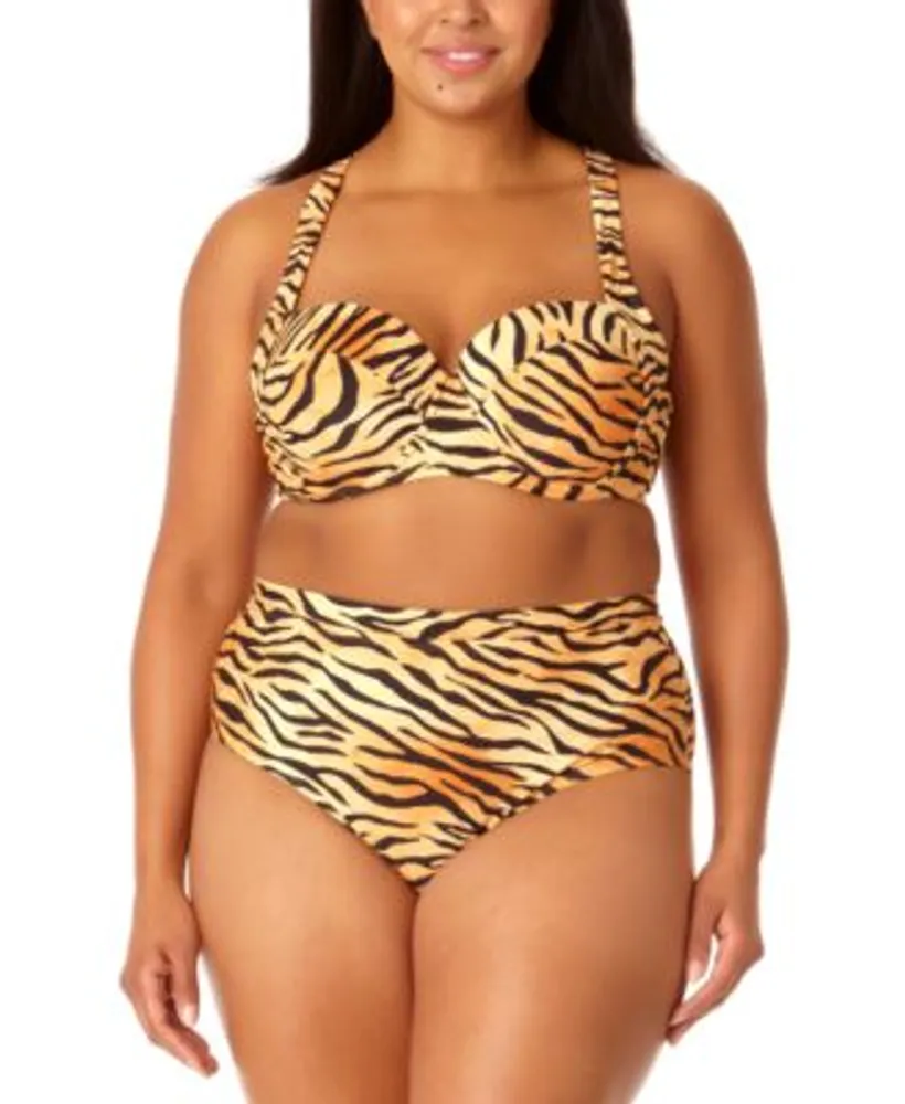 Salt Cove Plus Size Printed Cross Back Bralette High Waist Swim