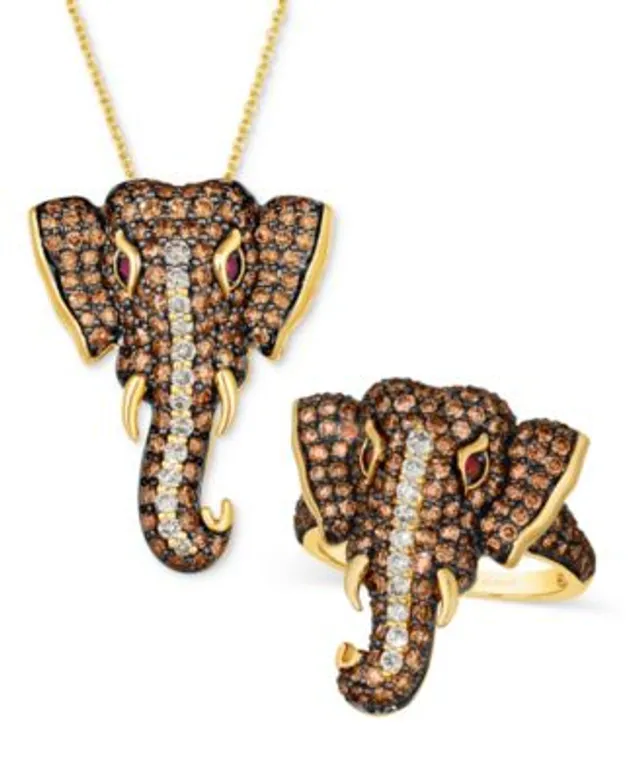 Le Vian Diamond Passion Ruby Accent Elephant Pendant Necklace Ring