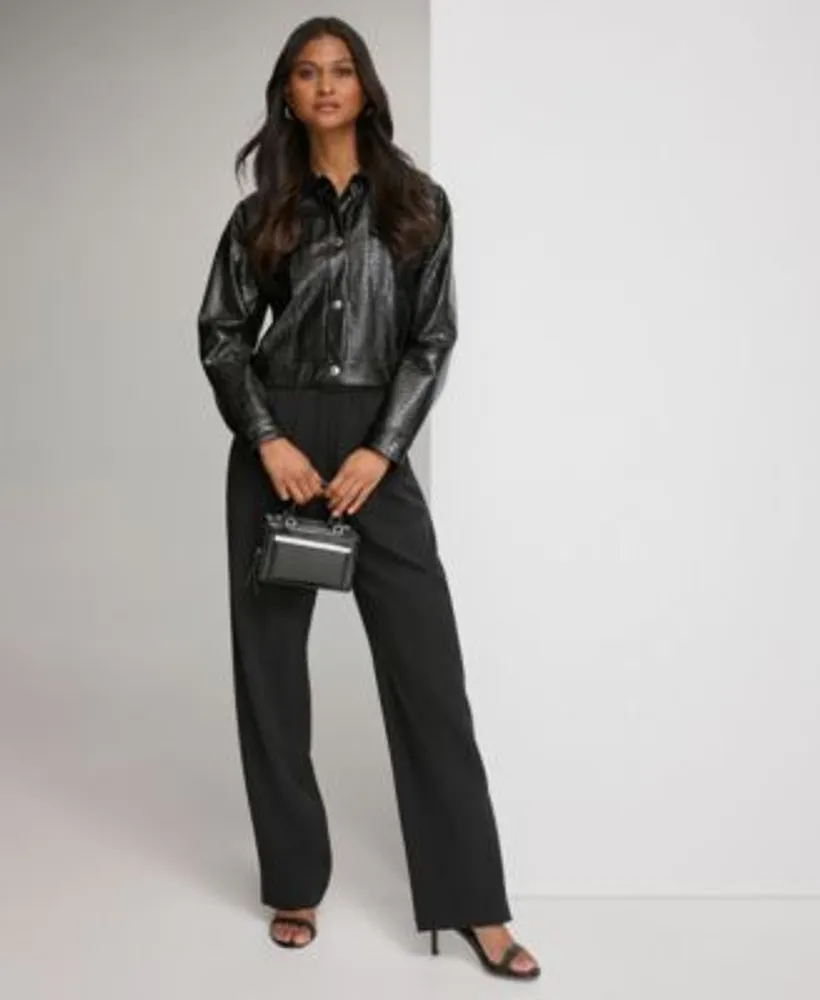 Calvin klein women's discount faux leather jacket