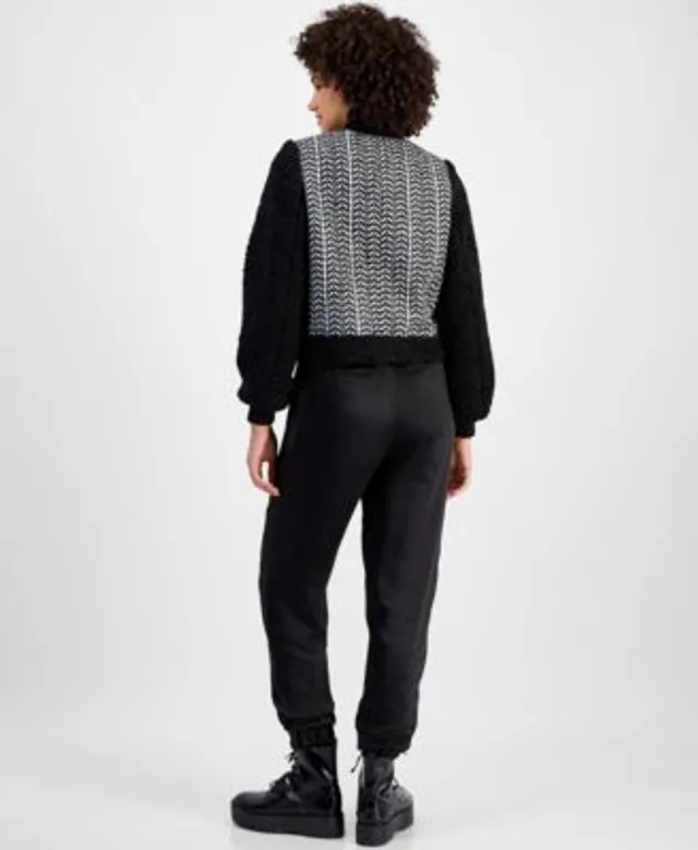 Avec les filles top sherpa trim bomber jacket