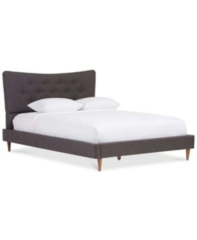 Jerell modern king linen platform bed discount