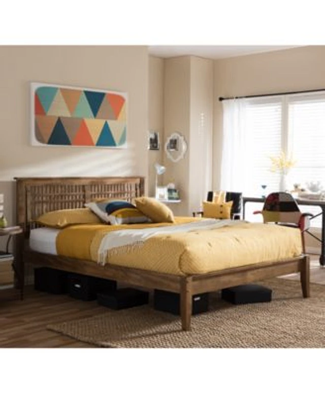 Jerell modern king sales linen platform bed