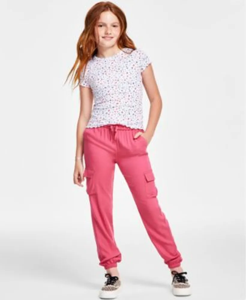 Epic Threads Big Girls Ditsy Print Lettuce Edge T Shirt Cargo