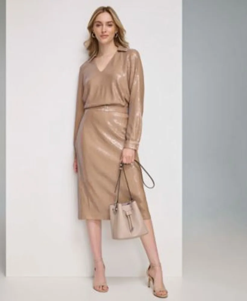 Calvin klein brown pencil skirt new arrivals