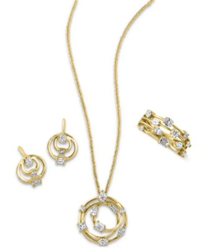 Effy Diamond Multi Cut Multi Circle Earrings Necklace Ring
