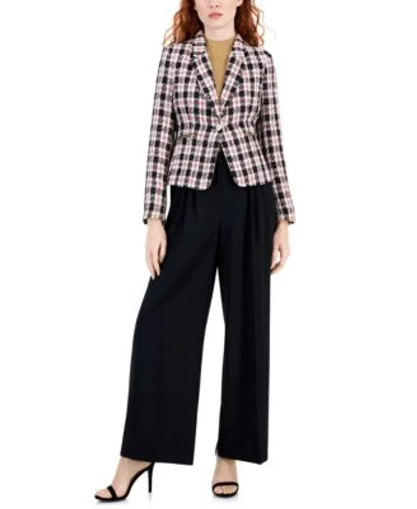 Tahari Asl Womens Plaid Blazer Blouse Pants CoolSprings Galleria