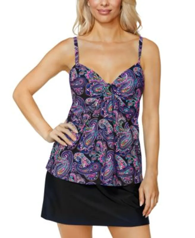 High waisted tummy control swim skirt top