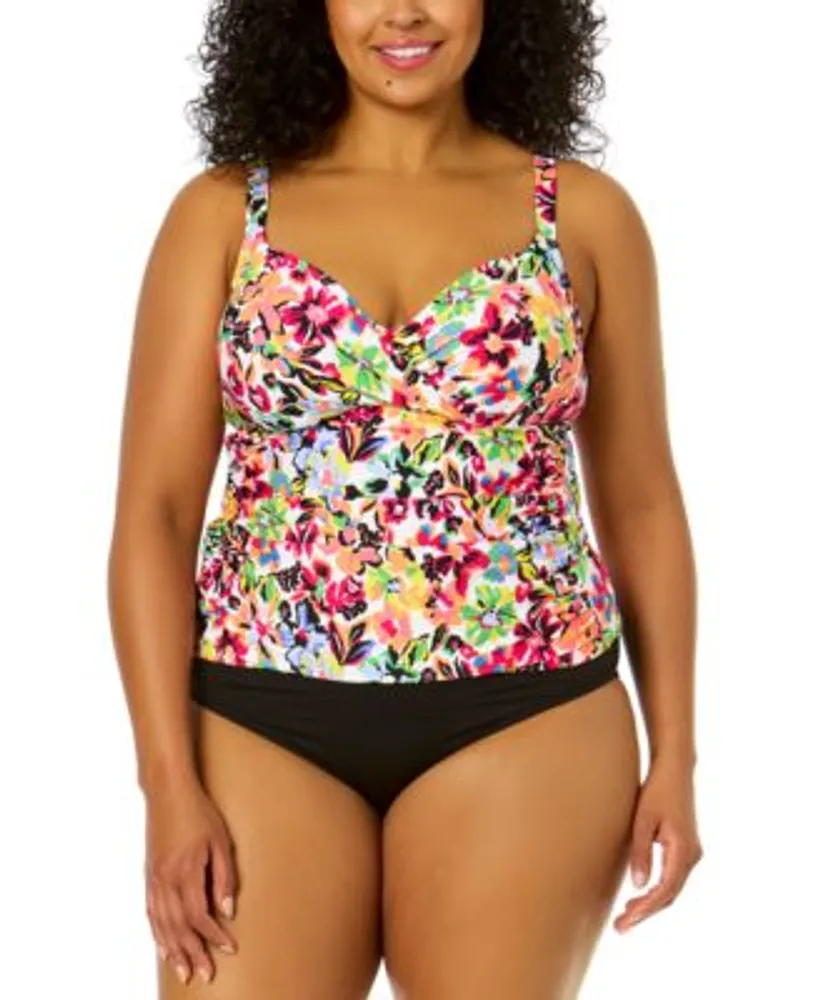 Ribbed high cut surplice tankini swimsuit sales