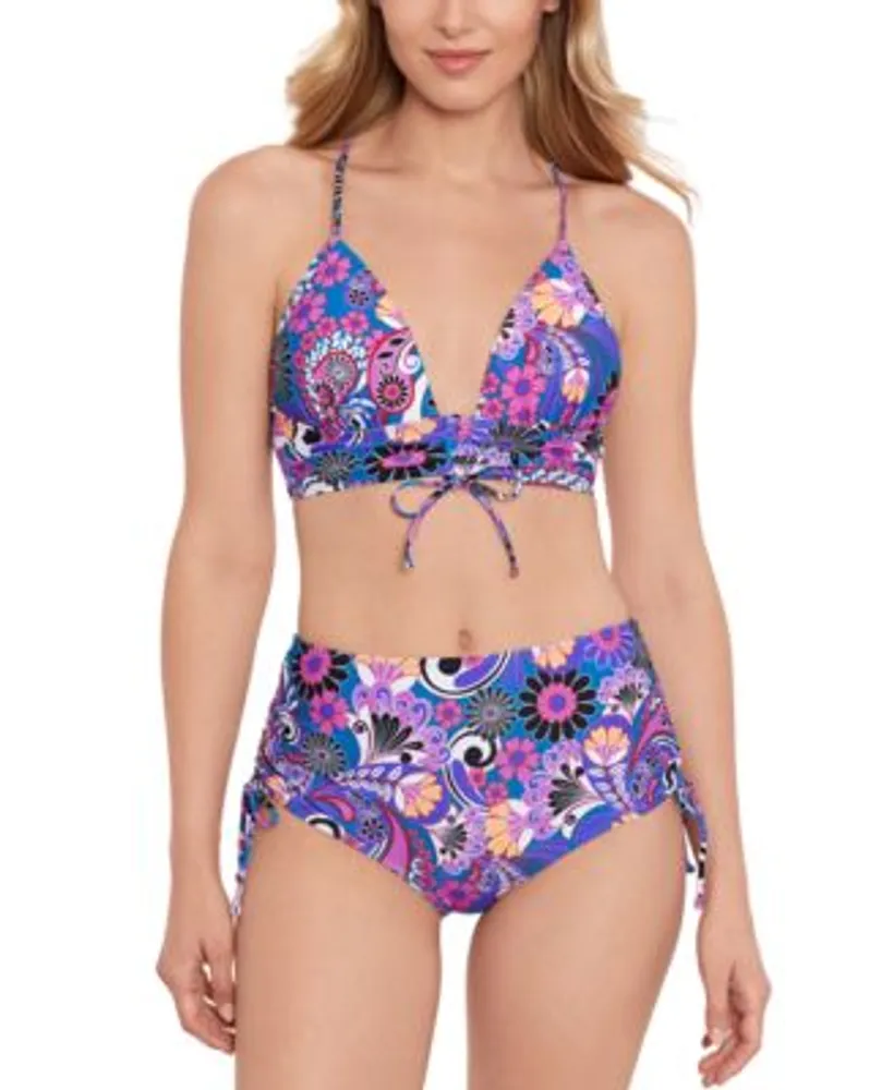 Salt Cove Juniors Floral Print Tie Back Bikini Top High Waist