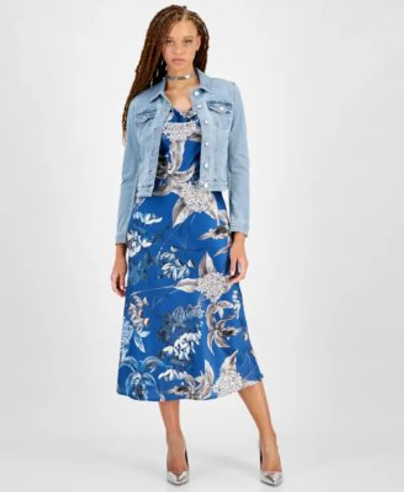 Guess Womens Denim Trucker Jacket Akilina Sleeveless Dress