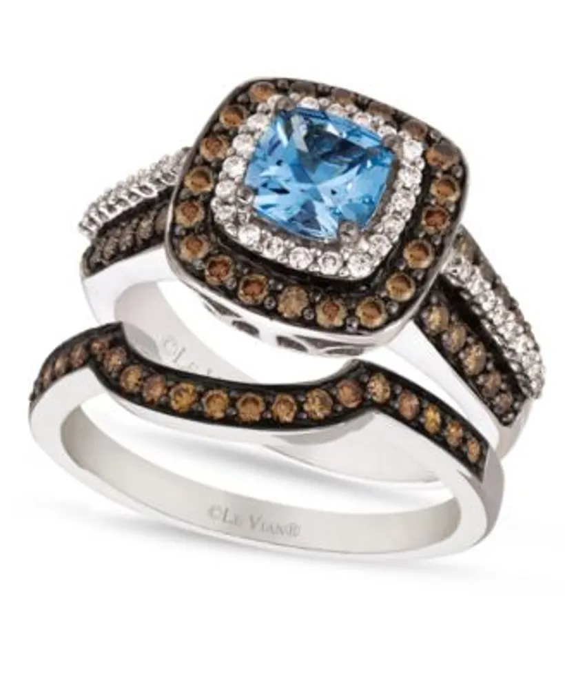 Aquamarine and store chocolate diamond ring