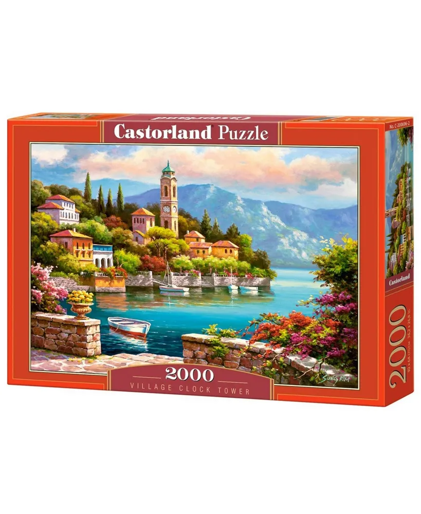 Castorland Village Clock Tower Jigsaw Puzzle Set, 2000 Piece Plaza