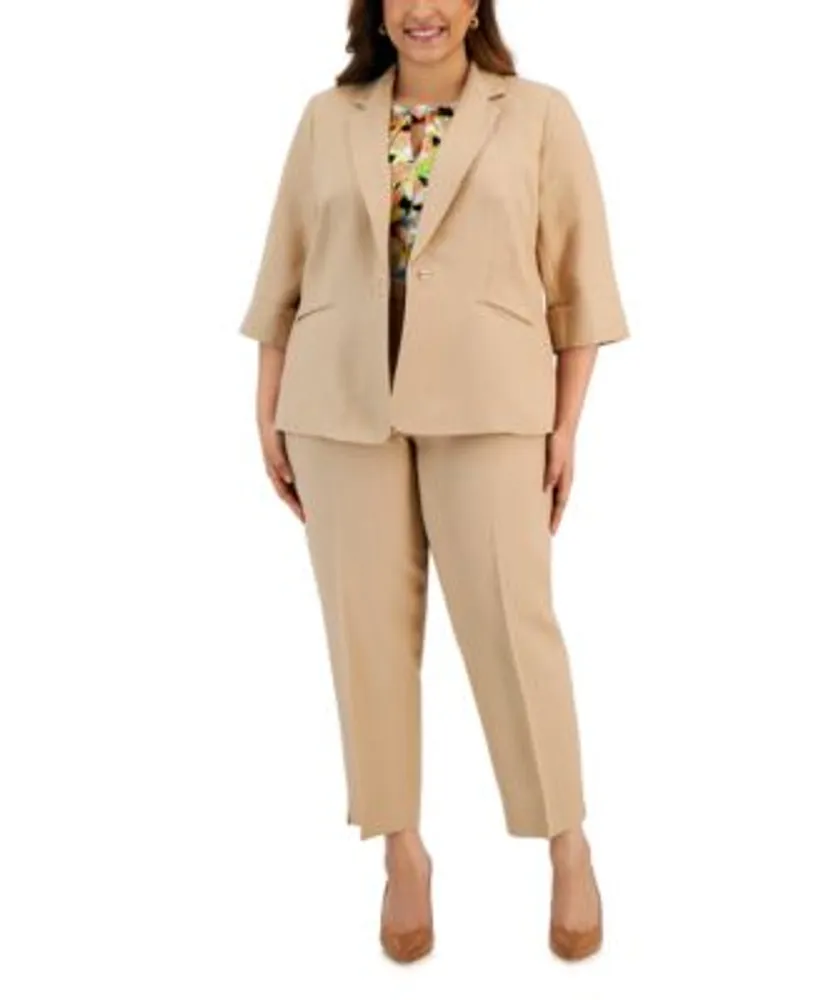 Kasper Plus Size Snap Front Jacket Printed Top Pants MainPlace Mall
