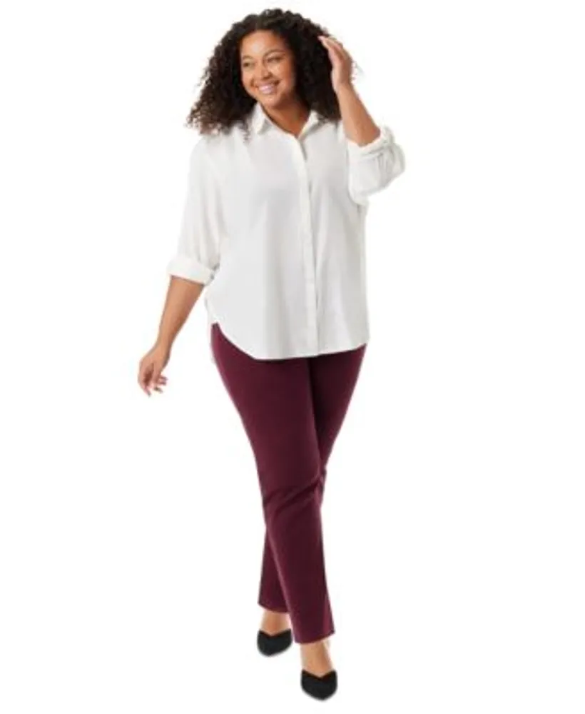 Gloria Vanderbilt Plus Size Metallic Threaded Amanda Button Down