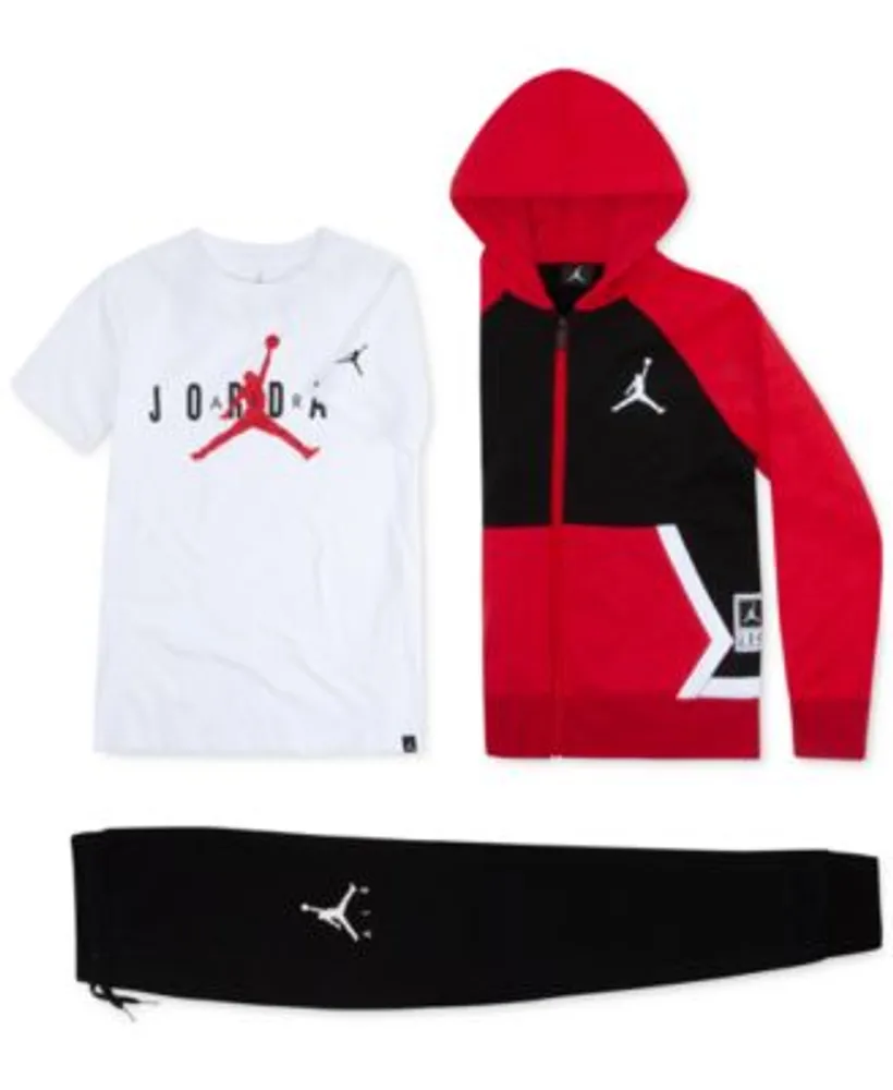 Jordan Little Boys Diamond Fleece Zip Up Hoodie Jumpman Print T