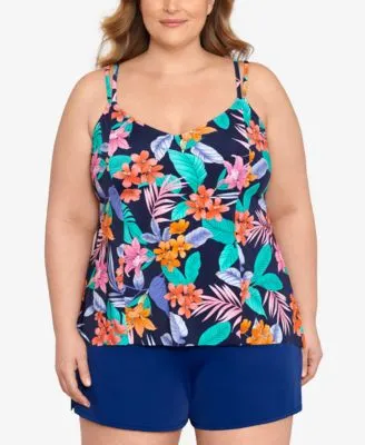 Macys plus size tankini best sale