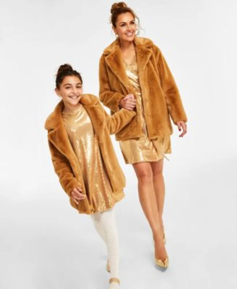 I.N.C. International Concepts Mommy Me Gold Sequined Wrap Dress
