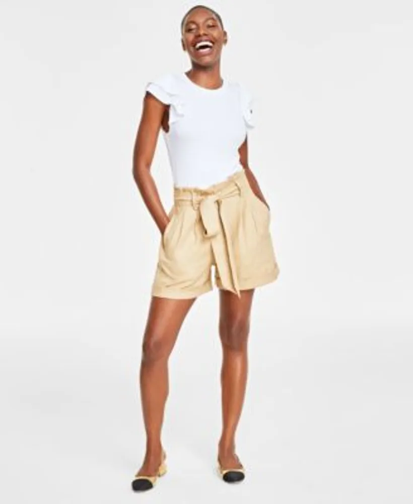 White belted shorts store