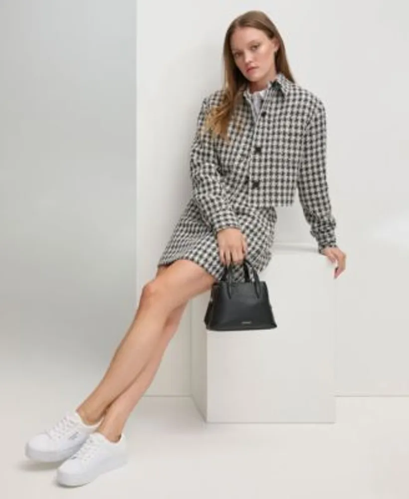 Calvin Klein Womens X Fit Tweed Detail Shirt Cropped Jacket Mini