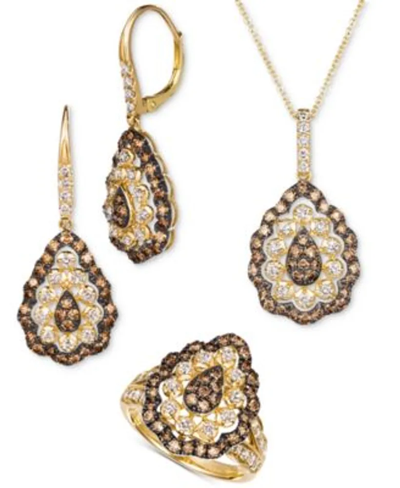 Chocolate diamond necklace store and earring set