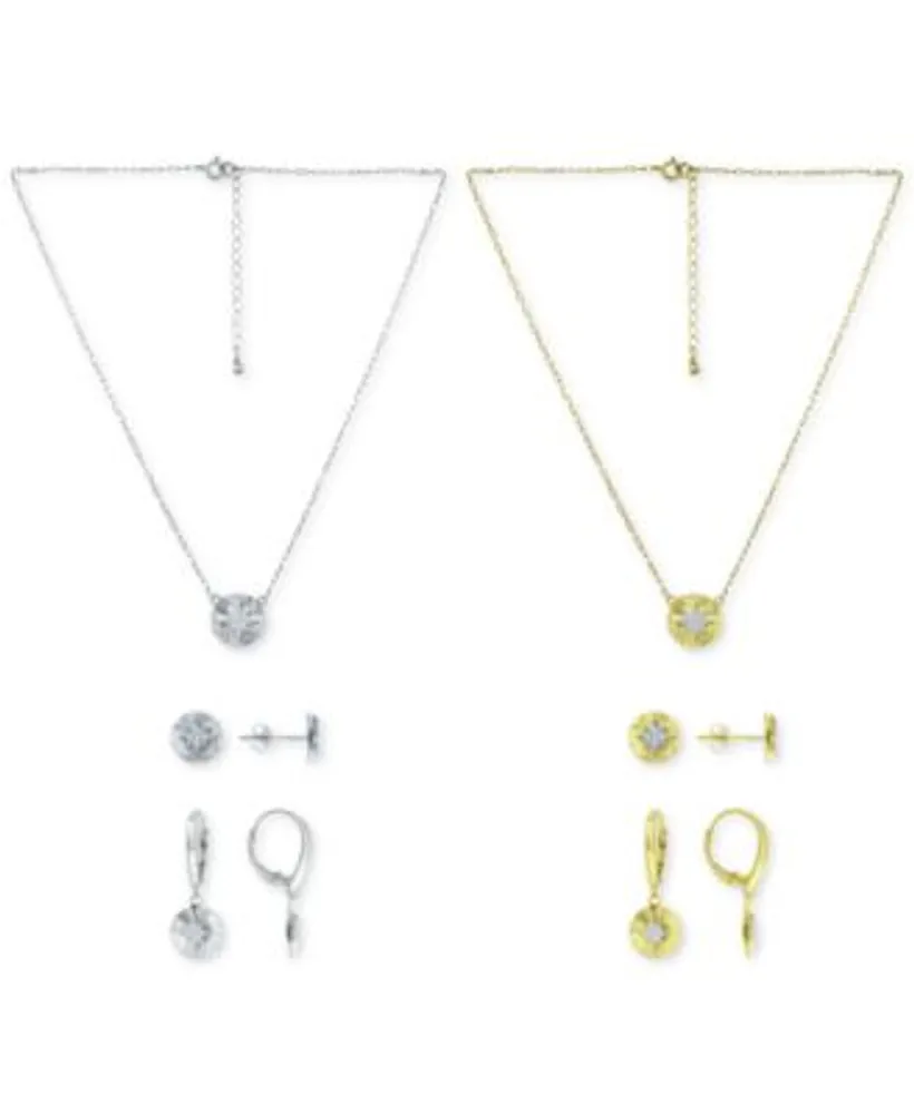 Giani Bernini Cubic Zirconia Starburst Disc Pendant Necklace Stud