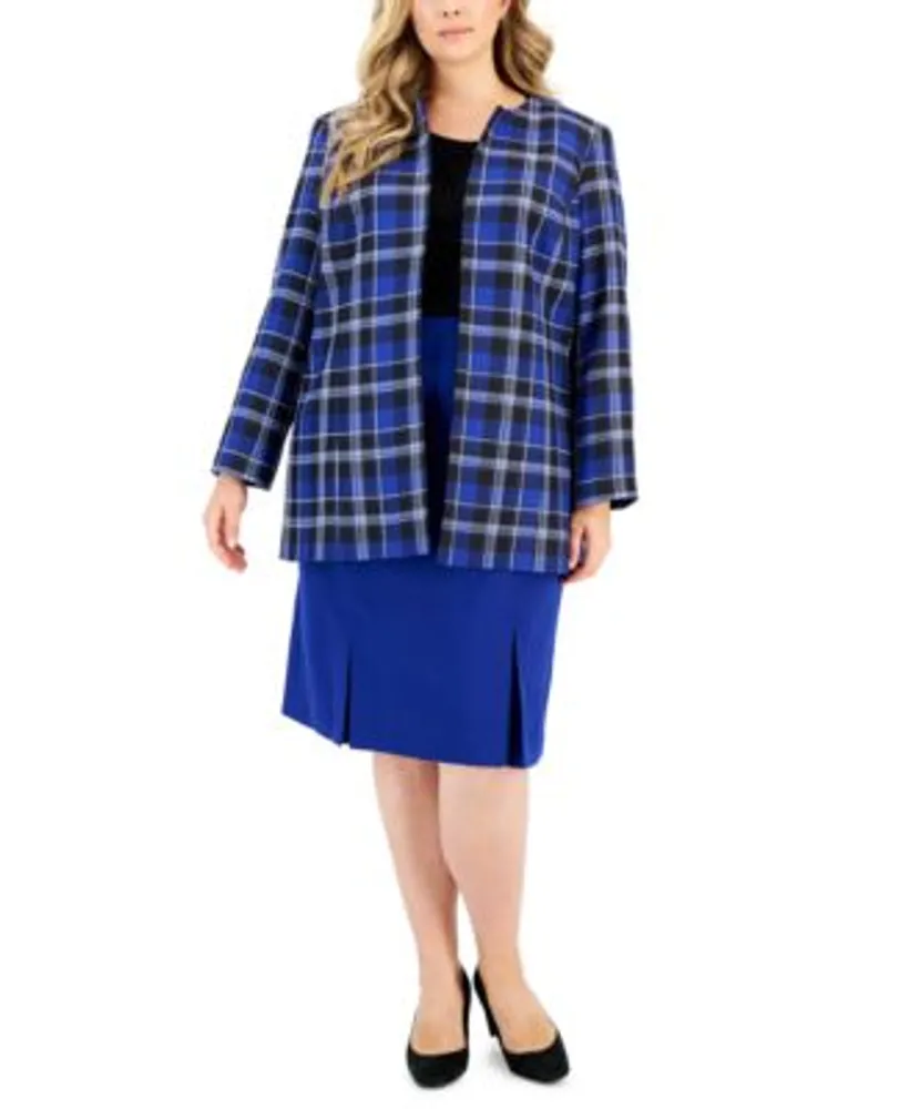 Plus size plaid skirt suit hot sale