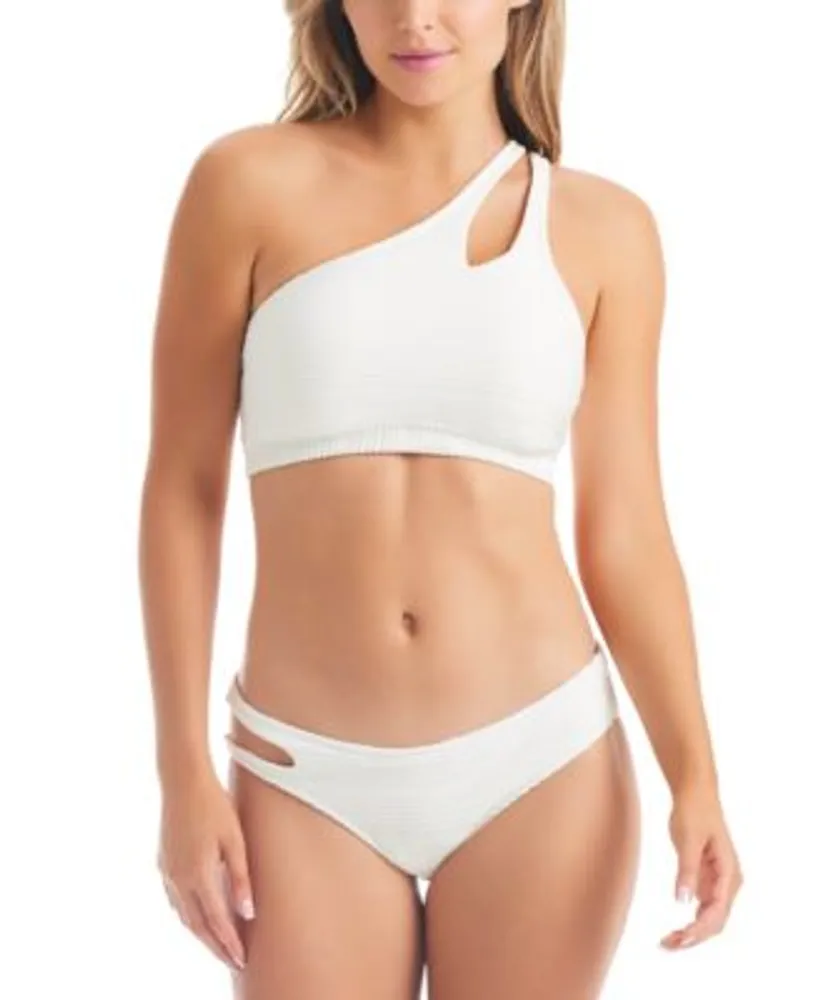 One shoulder clearance white bikini top