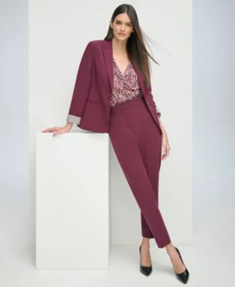 Tommy Hilfiger Womens One Button Blazer Faux Wrap Top Slim Leg