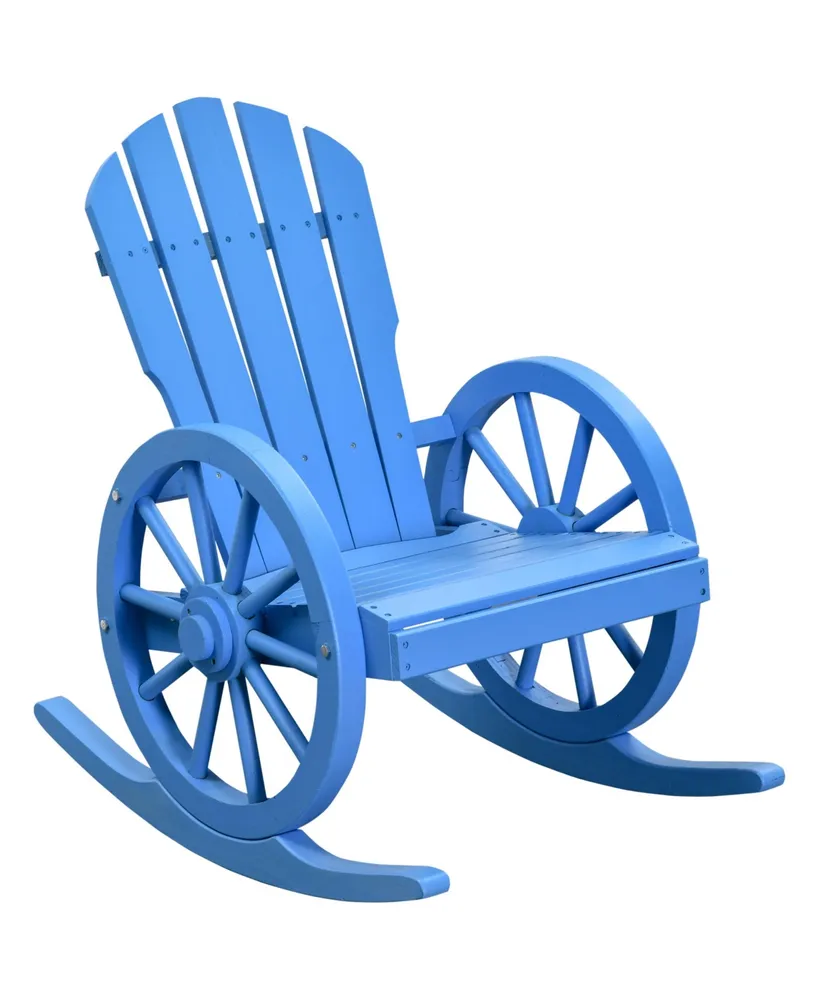 Outsunny Adirondack Rocking Chair with Slatted Design and Oversize Back for Porch, Poolside, or