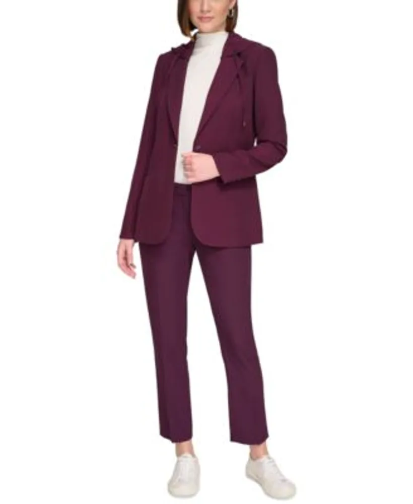 Calvin Klein Petite One Button Hooded Jacket Slim Leg Pant Created