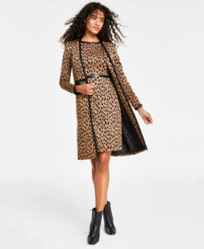 Kasper Womens Animal Jacquard Long Sleeve Topper Jacket Sheath