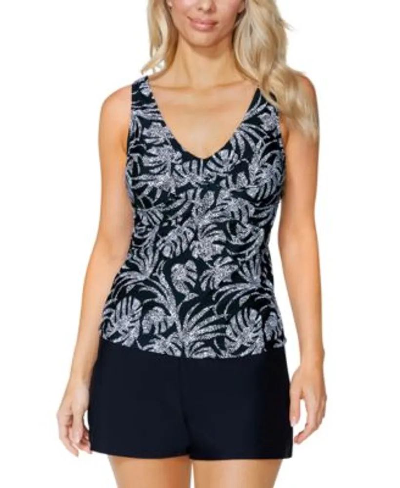 Island Escape Womens Monterey Twist Front Tankini Swim Top Solid