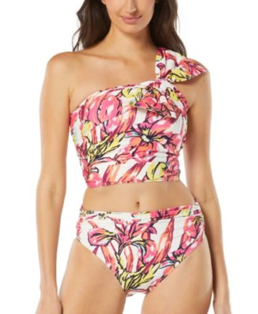 Carmen Marc Valvo Womens Convertible One Shoulder Floral Print
