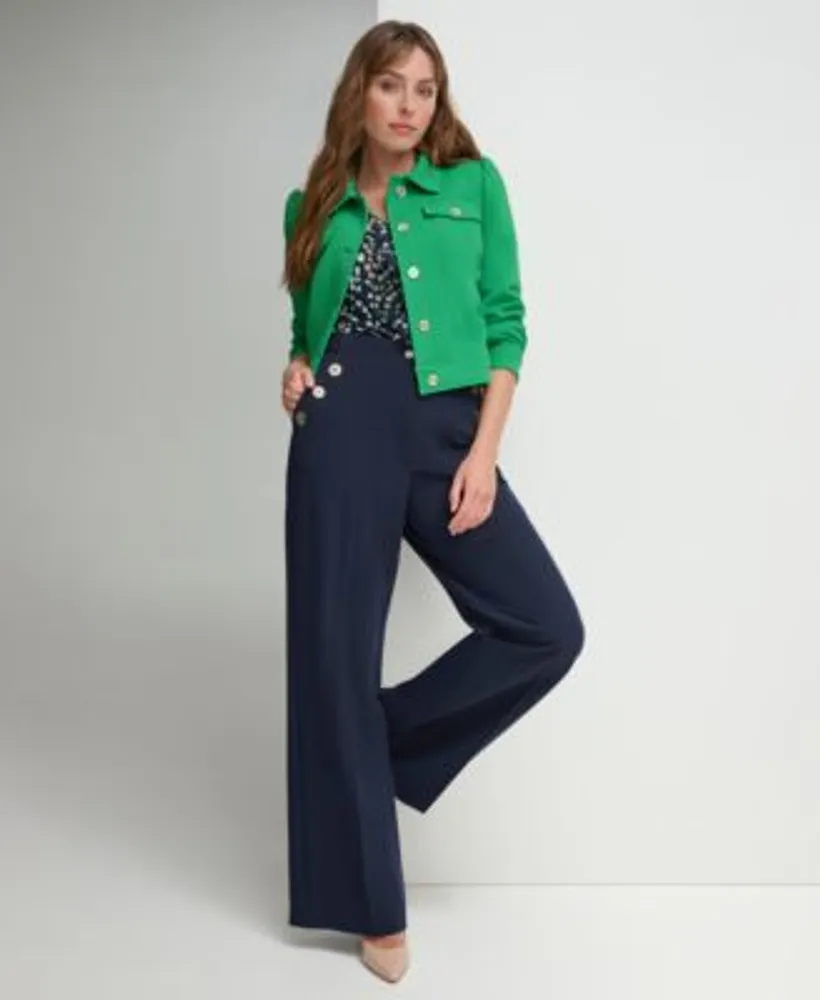 Tommy Hilfiger Womens Long Sleeve Button Front Jacket Ruffled V